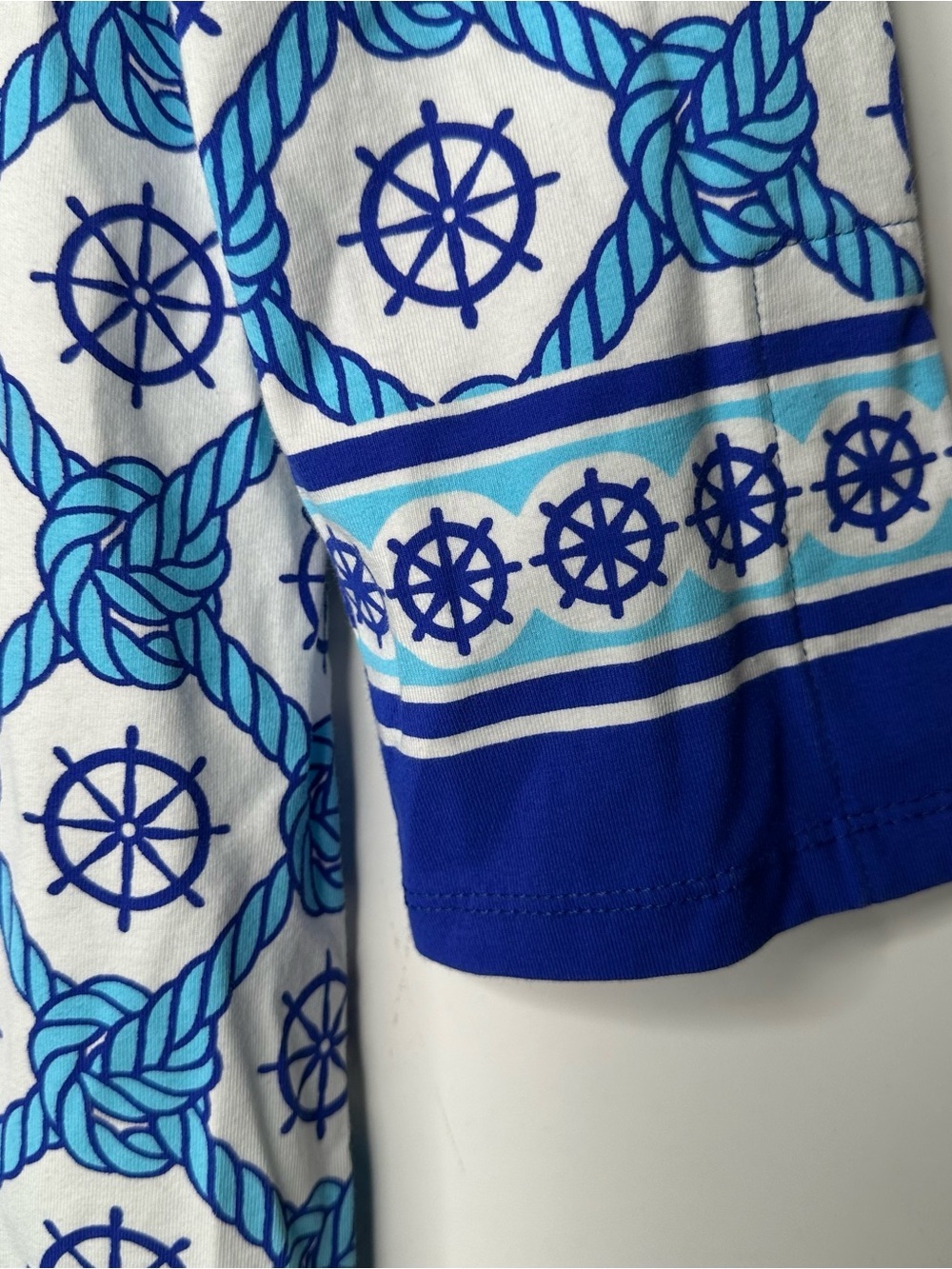 REZOBAY Luxury Resort Wear Nautical Ship Wheel Rope Print Tunic Top Size Small - Picture 5 of 9